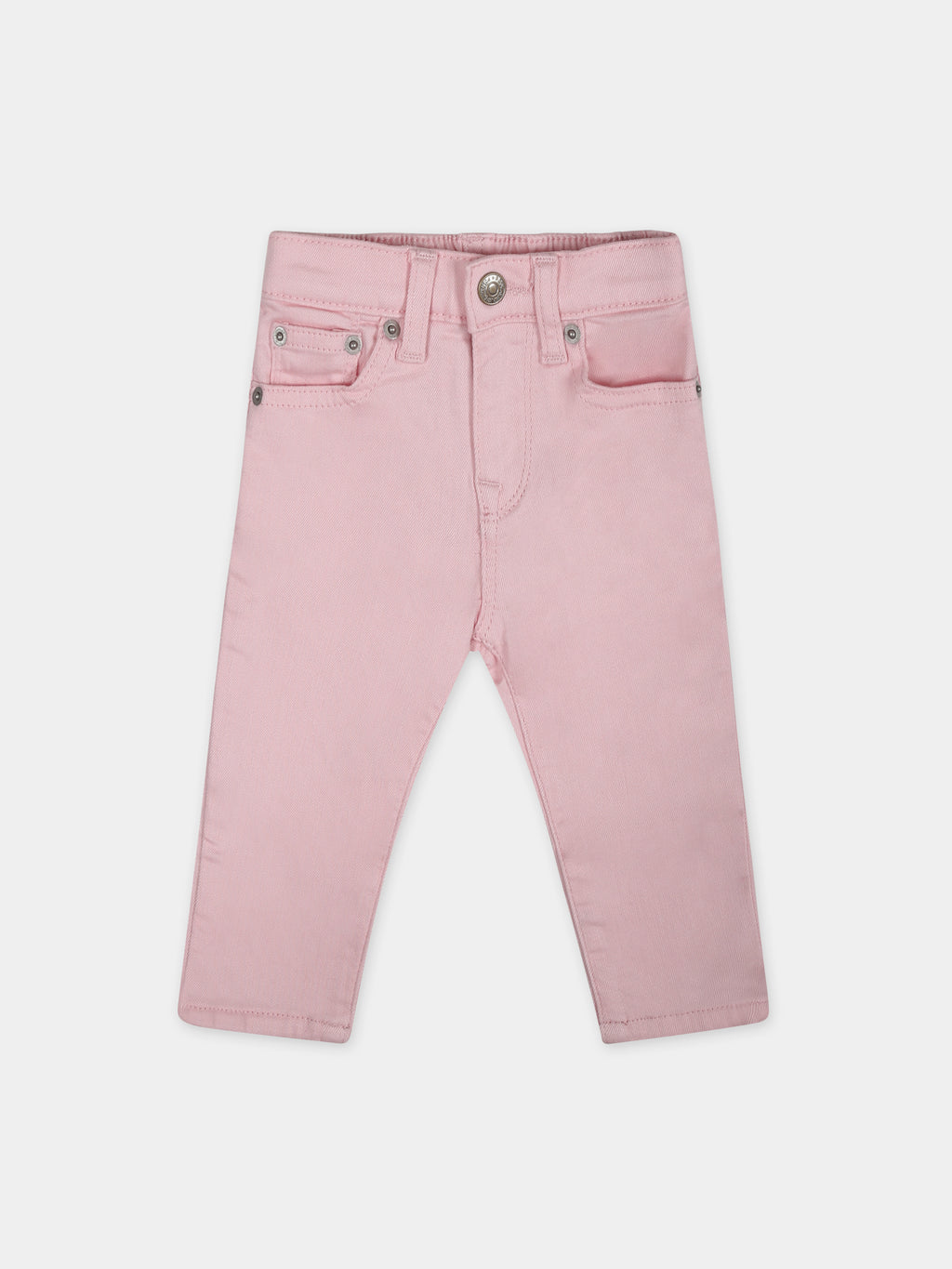 Jeans rosa per neonata con logo